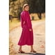 thumbnail image 2 of Vestido PRETTYGARDEN Swiss Dot con Lazo, Escote en V, Manga Larga, Rojo Rosa, Talla M, 2 of 8
