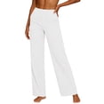thumbnail image 5 of QATAINLAV Womens Cotton Linen Pants Petite Summer Lightweight High Waist Straight Leg Beach Lounge Trousers with Pockets White S, 5 of 8