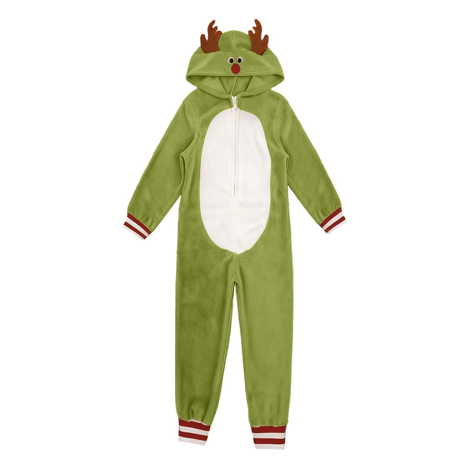 KinKnit Christmas Onesie for Family Reindeer Christmas Pajamas Onesie Fleece Deer Animal Jumpsuit Sleepwear Adult Couples