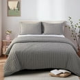 thumbnail image 6 of Organictune 3 Piece Seersucker Textured Stripe Duvet Cover Set, Breathable and Cool Comforter Cover Set with Zipper & Corner Ties, Dark Gray, King, 6 of 6