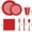 Red, variant on 350 Pcs Red Plastic Plates For Party, Red Disposable Plates Set, 50 Of Each 9" Dinner Plate Set, 7" Dessert Plate, Cups, Napkins & Cutlery Plastic Dinnerware Set