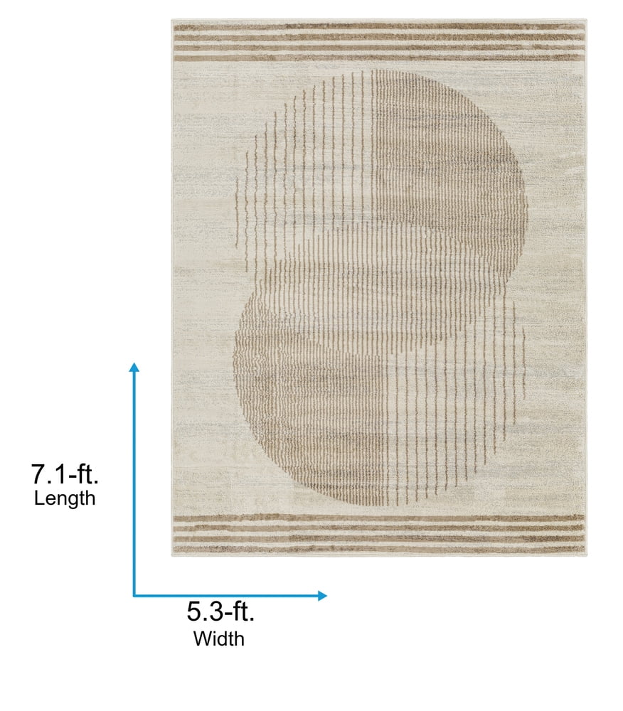 Livabliss Area Rugs for Living Room, 5x7 Floransa Modern Cream Rug, Bedroom Dining Room Home Decor Stain Resistant Carpet (5'3" x 7'1")