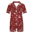 thumbnail image 6 of VBTAPA Women Christmas Pajamas Shorts Sets Xmas Printed Short Sleeve Button Down Shirt and Shorts Matching Lounge Set 2 Piece Pjs Sleepwear Multicolor#29 M, 6 of 8