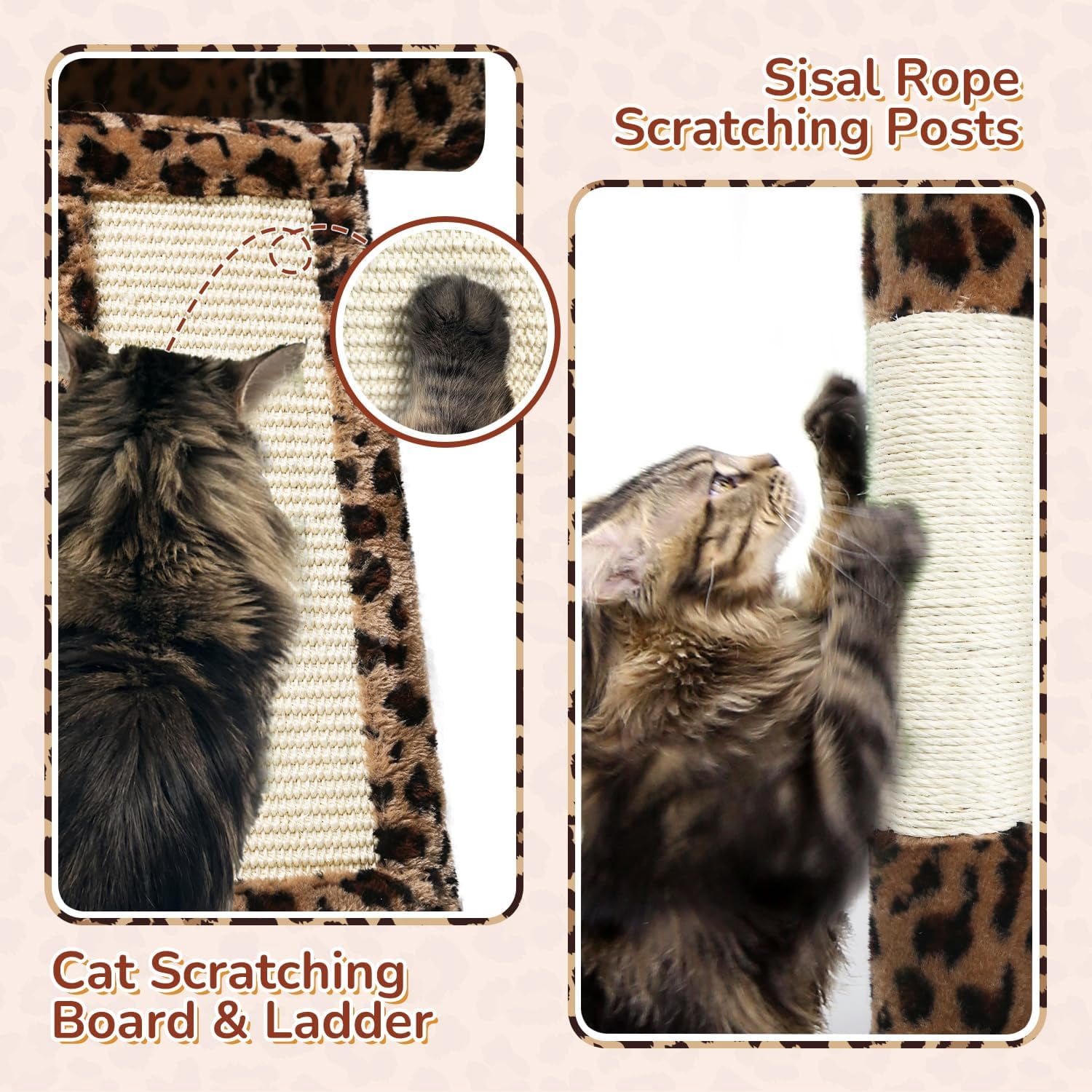 F70 Pro Cat Tree - 70" Tall, Removable Perch, Sisal Scratching Posts, Light Grey Heavy Duty Cat Tower for Large Cats