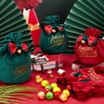 thumbnail image 5 of Christmas Drawstring Gift Bags with Iron Pendants Bowknot Drawstring Pouches Small Candy Reusable Christmas Tree Velvet Treat Bags Xmas Gift Bags for Gift Wrapping Party Favors, 5 of 9