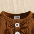 thumbnail image 7 of Duqingm Baby Girl Clothes Newborn Fall Winter Outfit Ruffled Long Sleeve Romper Lace Dress Headband Skirt Set 0-18 Months (Brown,6-9 Months), 7 of 7