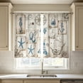 thumbnail image 2 of huayou 2 Pack Printed Kitchen Tier Curtains, 27.56x39.4 Inch Vintage Nautical Starfish Seahorse Anchor Postcard Short Window Curtains for Indoor Kitchen Coastal Home Decor, 2 of 7