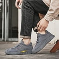 thumbnail image 5 of Steel Toe Work Boots for Men Suede Breathable Lace up Fashion Sneakers Casual Lightweight Antislip Walking Shoes Gray Size 8.5, 5 of 7