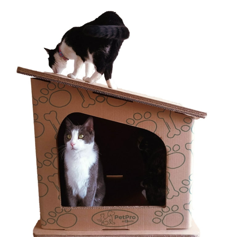 PetPro Modern Cat House for Indoor Cats Corrugated Cardboard Cat Scratcher House Litter Box Shelter Walmart