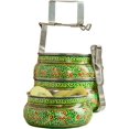 thumbnail image 1 of Handmade Stainless Steel Tiffin Box (Green, Three Tiers), 1 of 1