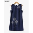 thumbnail image 4 of Women Floral Print Tank Sundress 2024 Summer Holiday Sleeveless Mini Dresses Casual Loose Dress Elegant Robes Oversized, 4 of 5