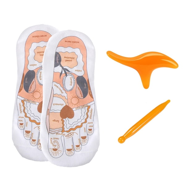 Calcetines de reflexología Calcetines de masaje de pies con bolígrafo de punta Esquema de puntos de acupuntura casual Amarillo