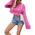 thumbnail image 1 of xiaxaixu Chandail Court en Tricot pour Femme, Printemps Automne, Couleur Unie, Manches Longues, Col Ras du Cou, 1 of 9