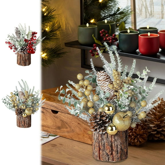OEFNTAC Christmas Tree Artificial Christmas Tree With Christmas Decorations Pines Cones Berries Tabletop Christmas Tree For Home Room Party Winter Indoor Outdoor Christmas Decorations Indoor