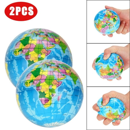 2PCS Stress Relief World Map Jumbo Ball Atlas Globe Palm Ball Planet Earth (Best Stress Ball In The World)