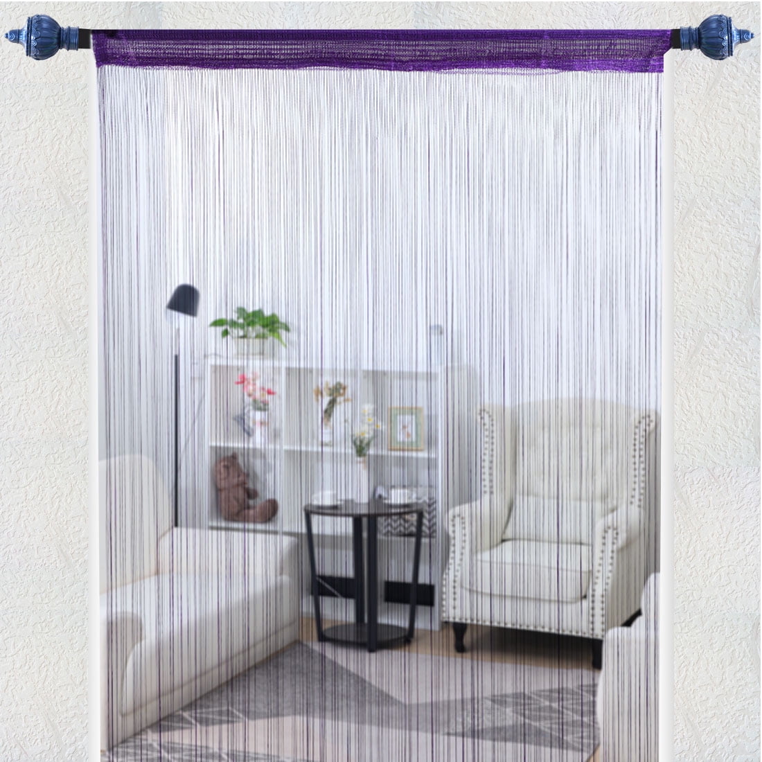 Unique Bargains Divider Thread Curtain Fringe Panel 39" x 79" Dark Purple