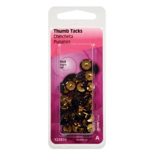 Hillman 122676 N Black Thumb Tacks pack of 6