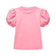 thumbnail image 6 of CYRBOKO Girls Summer T-Shirts, Cotton Casual Puff Sleeve Pullover Short Sleeve Tops Pink Size 8 T, 6 of 6
