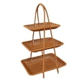 thumbnail image 1 of DOLITY Food Serving Basket Storage Rack Fruit Snacks Holder Lightweight Multipurpose for Toiletries Imitation Rattan with Top Handle Three Layers, 1 of 9