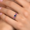 thumbnail image 4 of Gem Stone King 10K Two Tone Gold Blue Created Sapphire and Pink Moissanite Engagement Ring for Women | 1.60 Cttw | Round 5MM | Gemstone September Birthstone | Size 8, 4 of 6