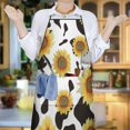 thumbnail image 6 of Black White Cow Pattern Sunflower Apron-Garden Aprons for Women with Pockets-Cotton Linen Waterproof Kitchen Cooking Gardening Aprons Adjustable for Kitchen,Cooking,BBQ and Salon 33x27 Inch, 6 of 7