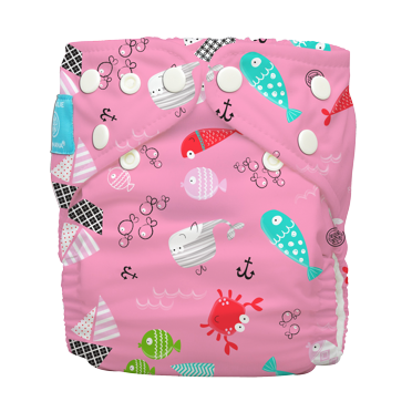Charlie Banana Diaper With Two Reusable Inserts, Size 1, Black