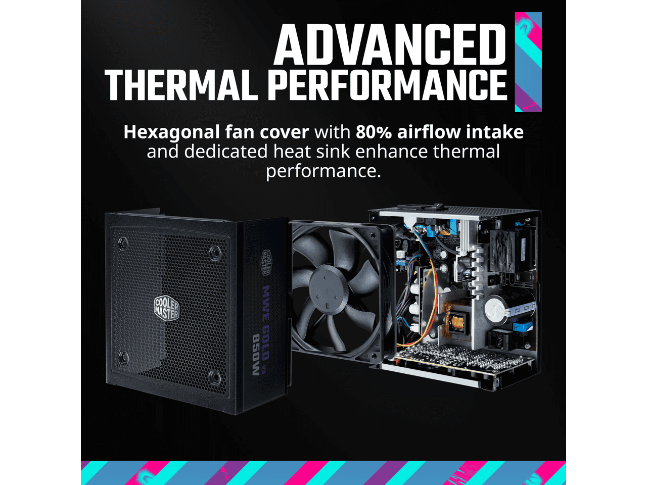 Cooler Master MWE Gold MPX-8503-AFAG 850W Power Supply - ATX - 120 V AC, 230 V AC Input - 3.3 V DC, 5 V DC, 12 V DC, -12 V DC, 5 V SB Output - 850 W - Active PFC - 1 +12V Rails - PCI Express Connec...