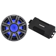 Kicker 48PXA6001 Weatherproof Powersport Mono Amp & 10" 4 Ohm Premium Marine Free-Air Subwoofer (Charcoal Grill )