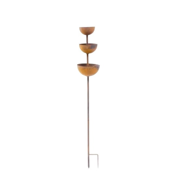 Guodhu Outdoor Small Animal Water Station, 3-Tier Rustic Iron Bird Bath for Courtyard Garden, Rainwater Collector with Ground Stake, Decorative Butterfly Sculpture(Brown)