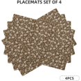 thumbnail image 2 of Tan Khaki Beige Daisy Floral Placemats 12x18 Inch Set of 4, Vintage Flowers Table Place Mat Block Print Linen Washable Table Mats Decorative Linen Fabric Table Mat for Dining Table, 2 of 6