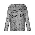 thumbnail image 3 of QLEICOM Women's Graffiti Print Crewneck Long Sleeve Casual Loose Pullover Sweatshirt Tops Women Oversized Cute Blouses Tops Gray L, US Size:8, 3 of 7