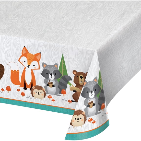 Wild One Woodland Plastic Tablecloth, 54" x 102" 3 Count