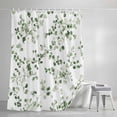 thumbnail image 3 of Shower Curtains for Bathroom, Sage Green Botanical Waterproof Fabric Shower Curtain, Eucalyptus Sprigs Watercolor Decorative Bathroom Curtain for Bathtub, 72"x84", No Hooks Included, 3 of 9