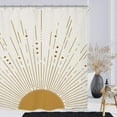 thumbnail image 3 of Abstract Sun Shower Curtain Set 72Wx72H Inches Modern Minimalist Mid Century Aesthetic Mustard Yellow Sunburst Sunrise Simple Polyester Waterproof Cloth Bathroom Curtain with 12 Hooks, 3 of 3