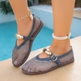 thumbnail image 6 of DeHolifer Womens Mesh Ballet Flats Mary Jane Fishnet Ballerina Buckle Strap Comfortable Causal Dress Shoes, 6 of 8