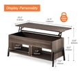 thumbnail image 6 of WAMPAT Mid-Century Lift Top Coffee Table for Living Room, Rising Tabletop with Storage Compartment, Brown, 6 of 8