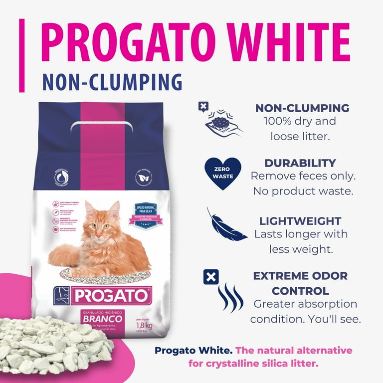 Progato Premium Natural Cat Litter 4 lb Pack of 2 100 Natural Diatomaceous Earth Non Clumping Cat Litter 21 Day Odor Control Lightweight