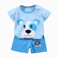 thumbnail image 4 of NOLDARES Baby Boy Summer Outfits 2pcs Short Sleeve Round Neck Tee Shirt Casual Drawstring Shorts Clothes(Blue,5-6 Y), 4 of 4