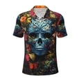 thumbnail image 2 of Daiia Butterfly Flower Skull A Pattern Men’s Polo Shirts,Solid Deck Shirt,Classic Fit, Breathable Cotton Polo for Casual and Sport Wear-X-Large, 2 of 7