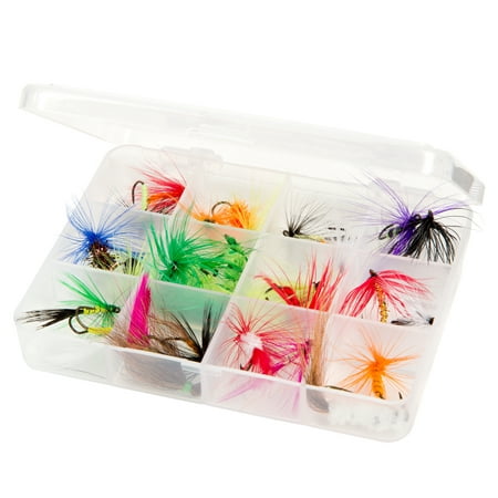 Dry Fly Fishing Lure Kit - Essential Freshwater Hook Tackle Box Assortment for Trout, Salmon or Bass Anglers by Wakeman Outdoors (25 (Best Chinook Salmon Lures)