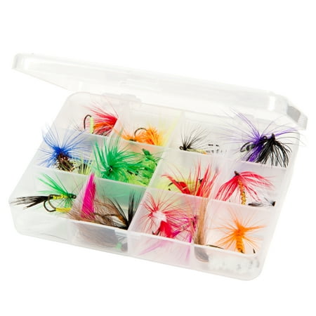 Dry Fly Fishing Lure Kit - Essential Freshwater Hook Tackle Box Assortment for Trout, Salmon or Bass Anglers by Wakeman Outdoors (25 (Best Brook Trout Fishing In The World)