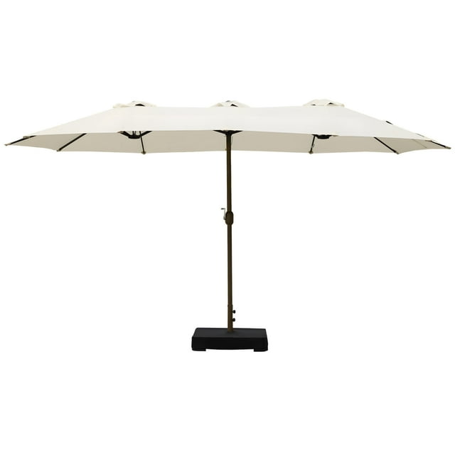 Aoodor Parasol de Patio Double Face de 15 Pi pour l'Extérieur avec Base et Support Couleur Beige