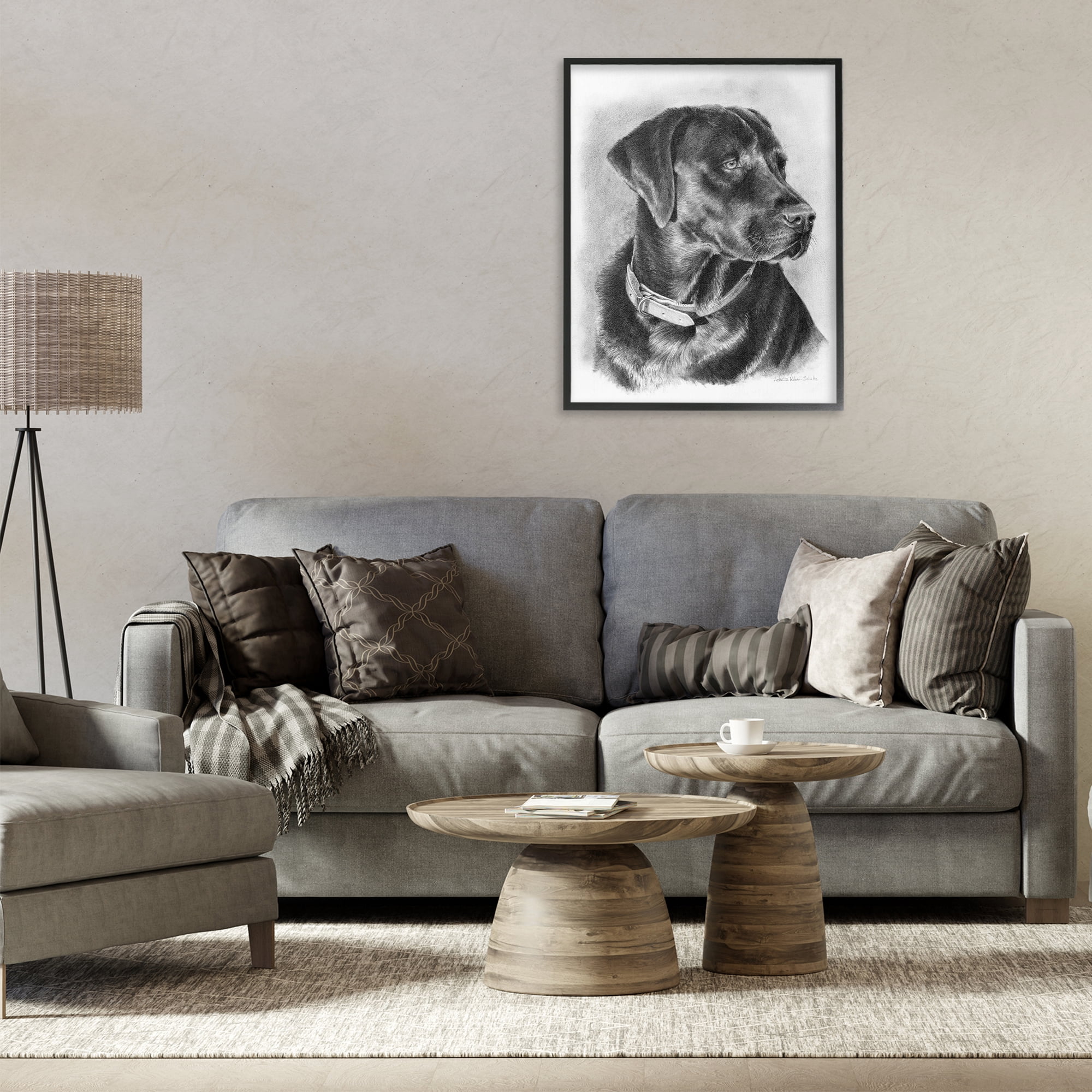 Stupell Industries Black Lab Drawing Animals & Insects Drawing Black Framed Art Print Wall Art, 24 x 30