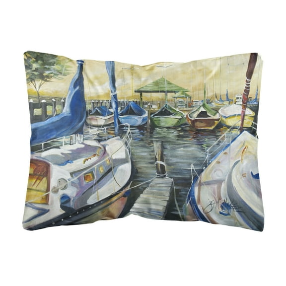Carolines Treasures JMK1075PW1216 Seven Boats Sailboats Canvas Fabric Decorative Pillow  12H x16W multicolor