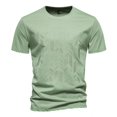 thumbnail image 2 of SDNall T-Shirts for Men Casual Solid Color Short Sleeve Round-Neck Blouse Shirt (Green,Sizes:S-2XL), 2 of 9