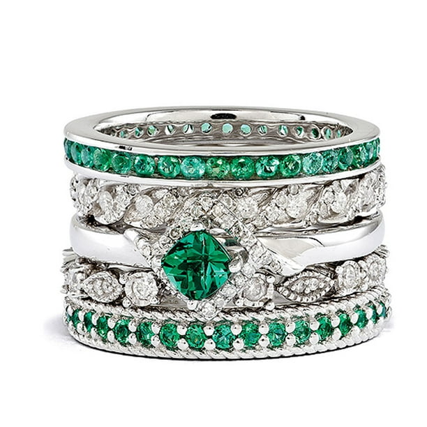 Stackable Expressions - Sterling Silver & Created Emerald Stackable ...