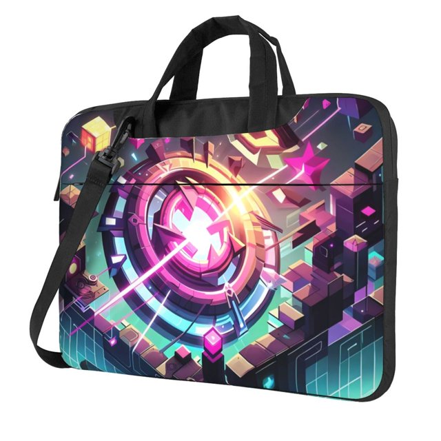 Zufioo Sac à Dos Géométrique pour Ordinateur Portable, Sac à Bandoulière à Fermeture à Glissière, Mallette, Adapté pour l'École, le Travail, les Voyages