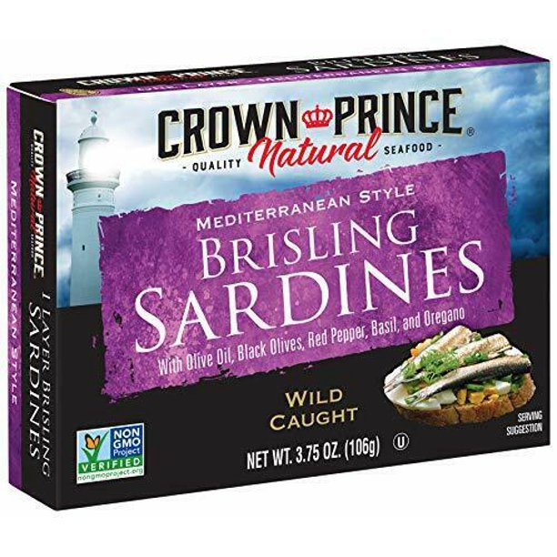 Crown Prince Natural, Brisling Sardines, Mediterranean Style, 3.75 oz