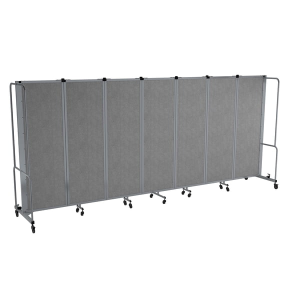 Hampden Furnishings Otis Collection Portable Room Divider, 7 Grey Panels, Grey Frame