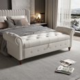 thumbnail image 7 of Pouseayar Linen Fabric Upholstered Ottomans Storage Bench Sofa, Beige, 7 of 7